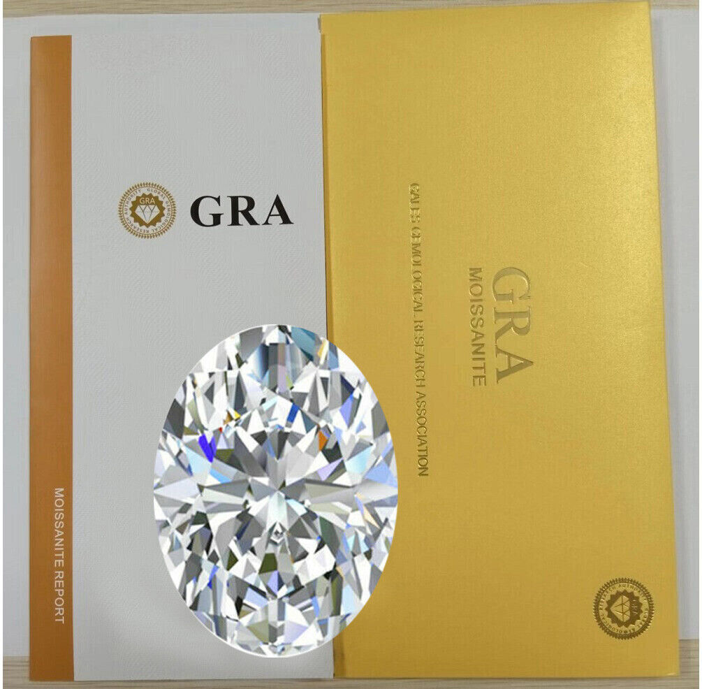 Fiery GRA Certified Loose Moissanite Oval Cut Shape Stones D VVS1 All Sizes