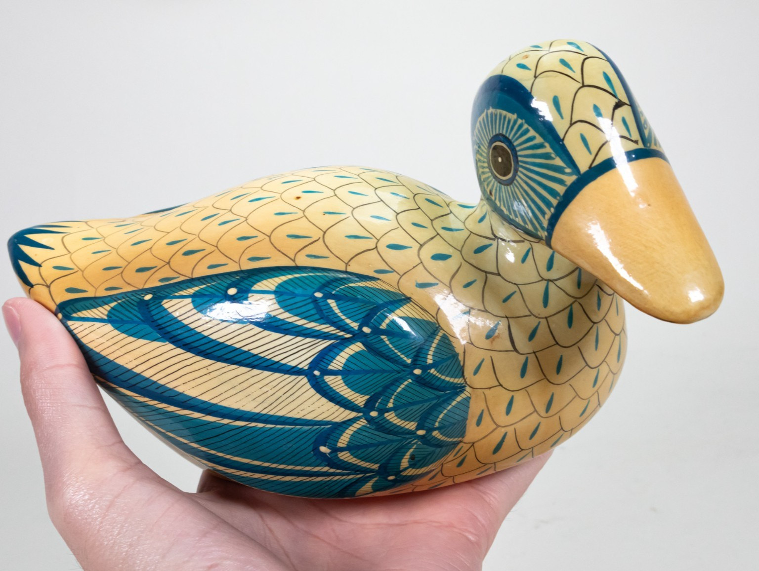 Vintage 1991 Sermel Signed Tonala Mexican Paper-Mache Folk Art Duck