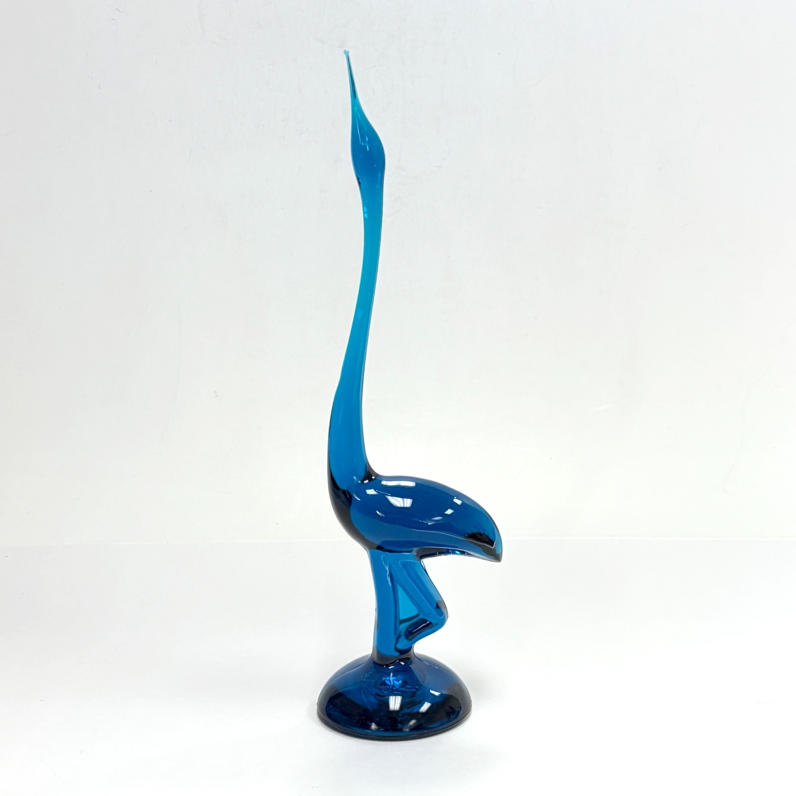 Viking Glass Bluenique Long Neck Heron Egret Crane Swung Glass Bird 11”