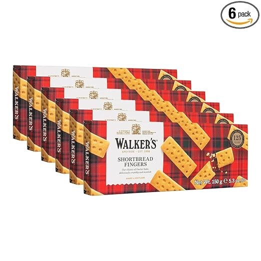 Walker’S All-Butter Shortbread Fingers - 8-Count Box (Pack of 6) - Authentic Sho