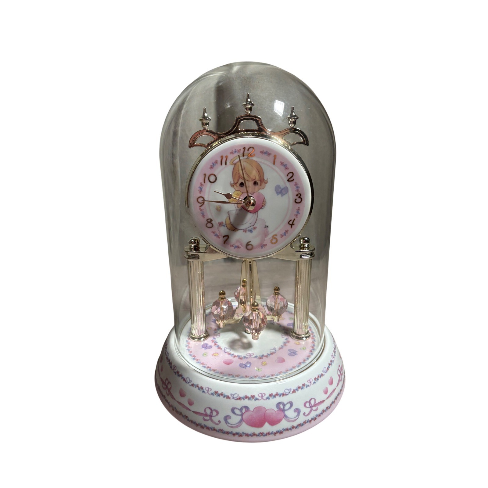 Vintage Precious Moments Angel Heart Dome Clock Valdawn Rotating Pendulum 2002 Vintage Precious Moments Angel Heart Dome Clock Valdawn Rotating Pendulum 2002