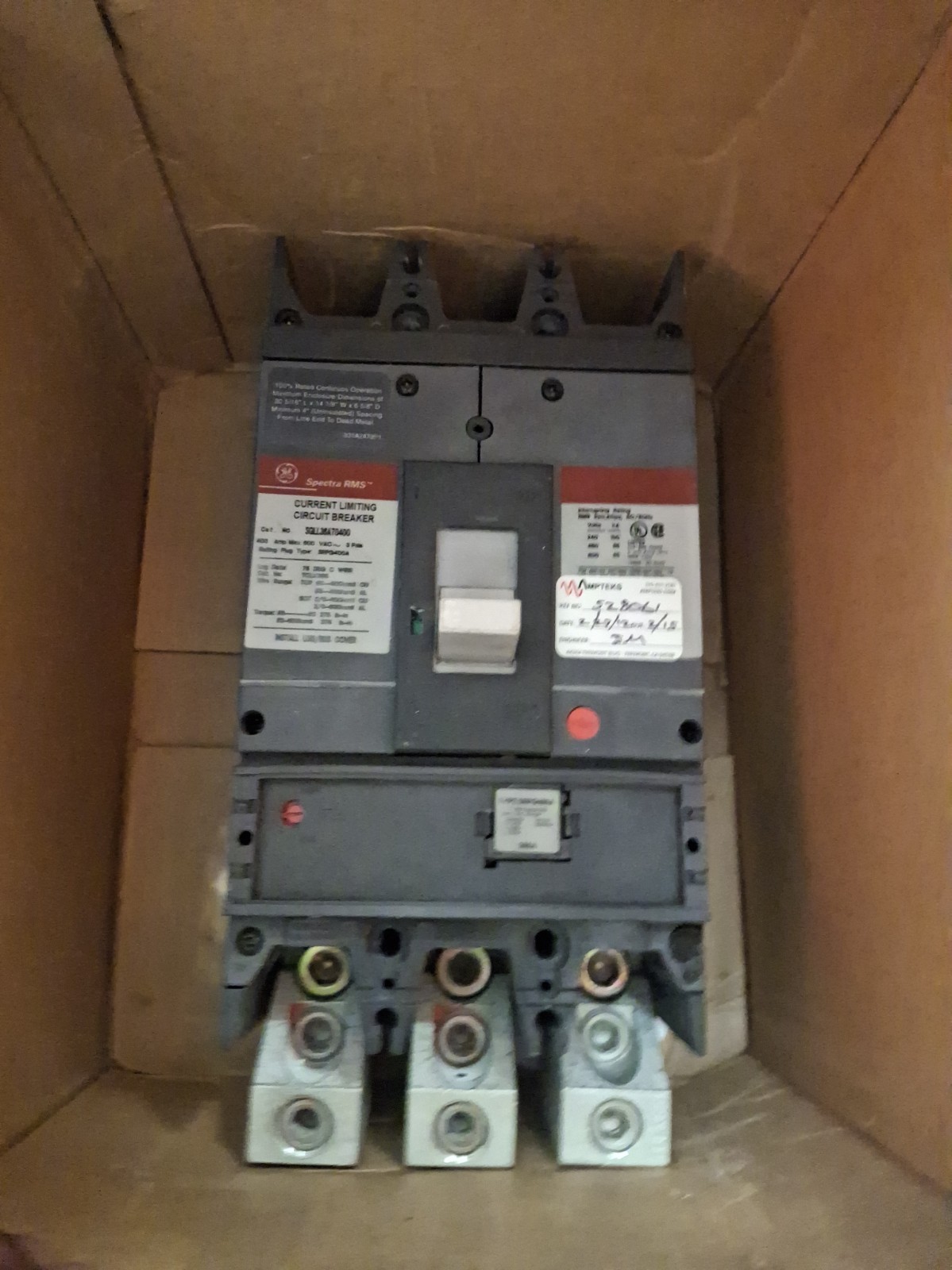 GE SPECTRA RMS SGLL36AT0400 CIRCUIT BREA. W/BUS HARDWARE 400A 600VAC 3P-FREESHIP