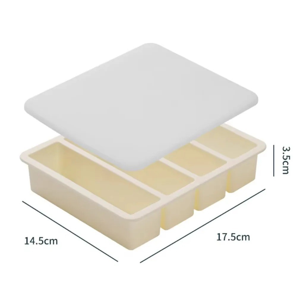 Super Ice Cube Tray 1 CupX4 Portions Big Silicone Freezing Mold with Lid US