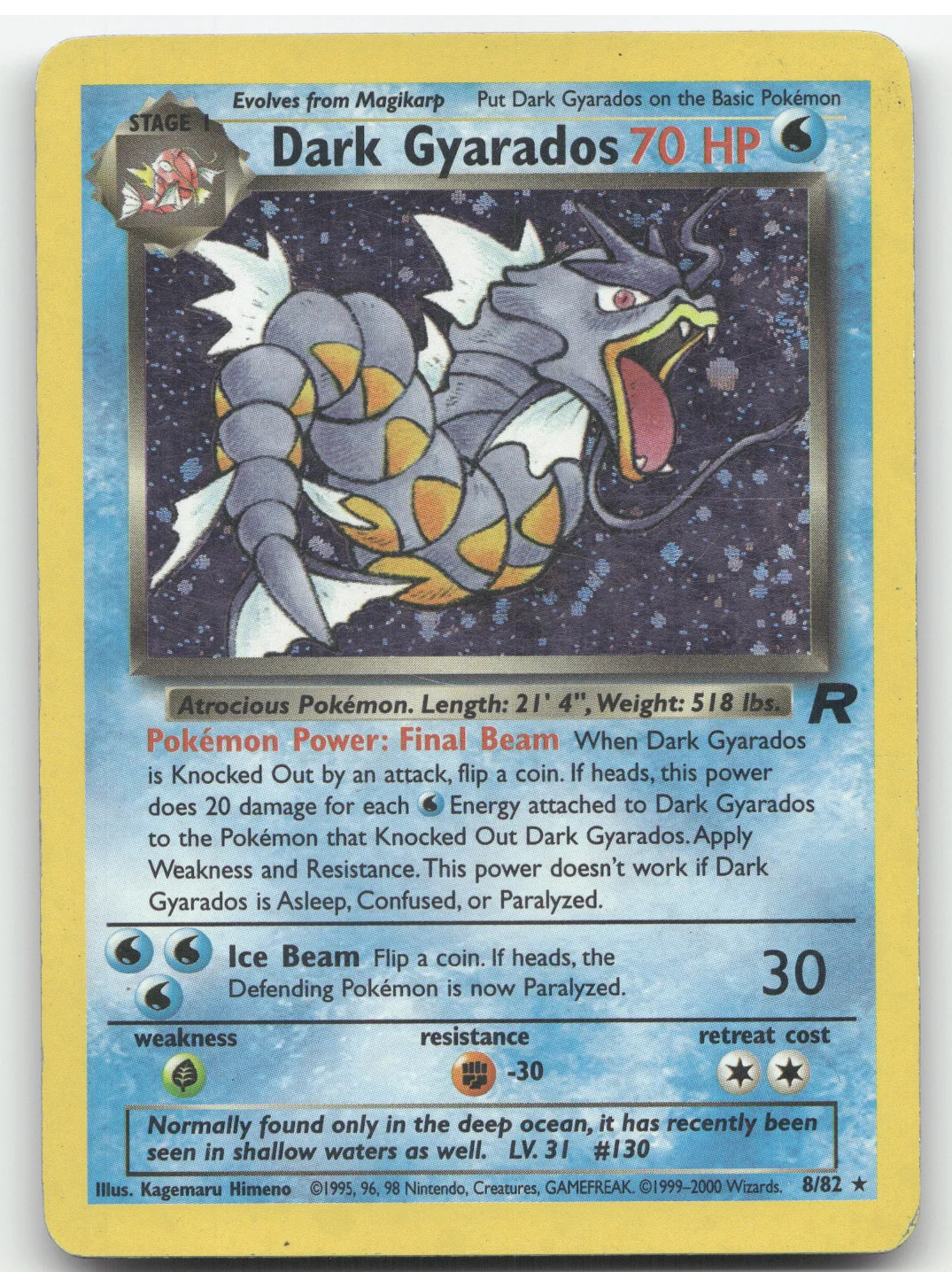 2000 Team Rocket Dark Gyarados Holo Rare #8/82