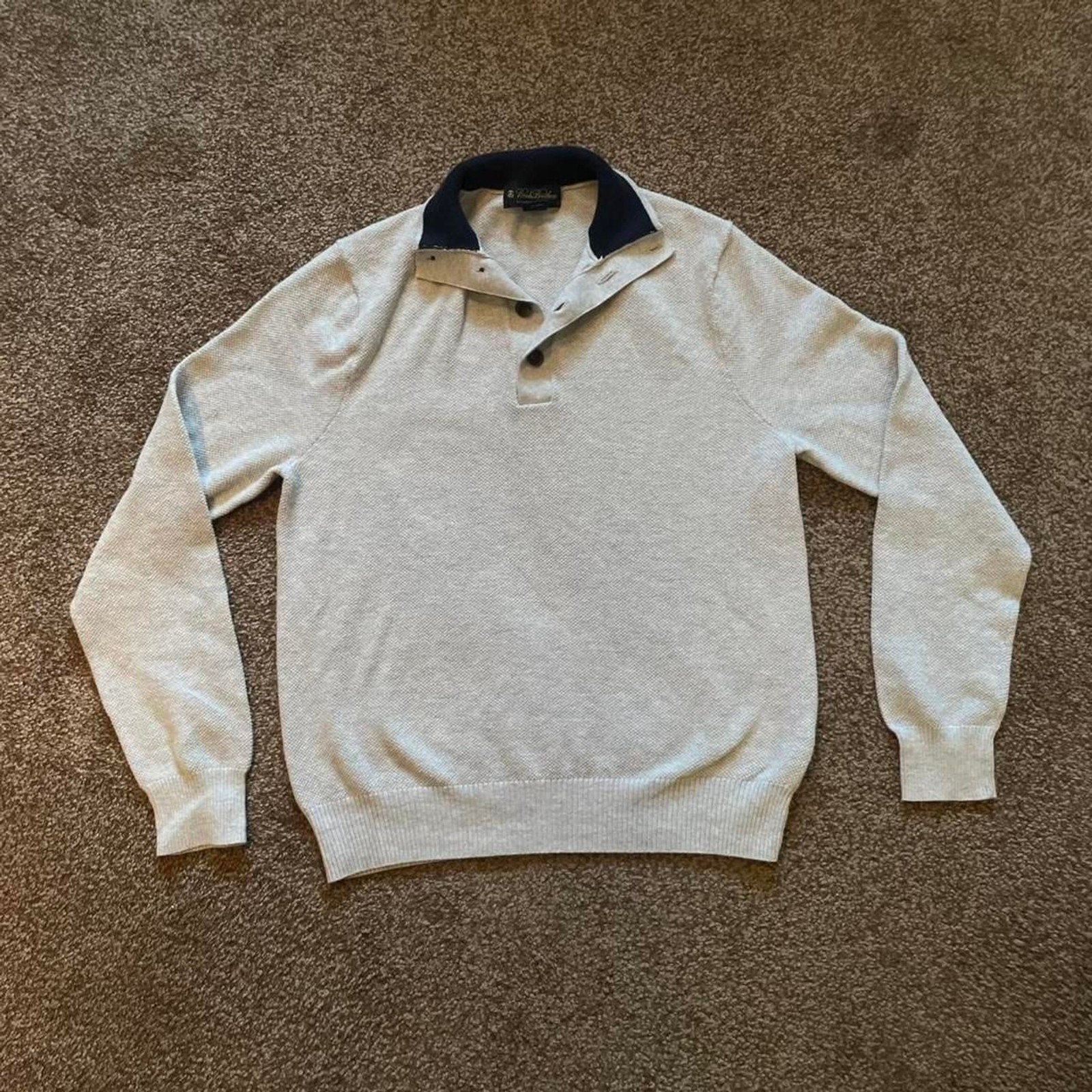 Brooks-brothers Men\'s Cream and White Jumper Brooks-brothers Men\'s Cream and White Jumper