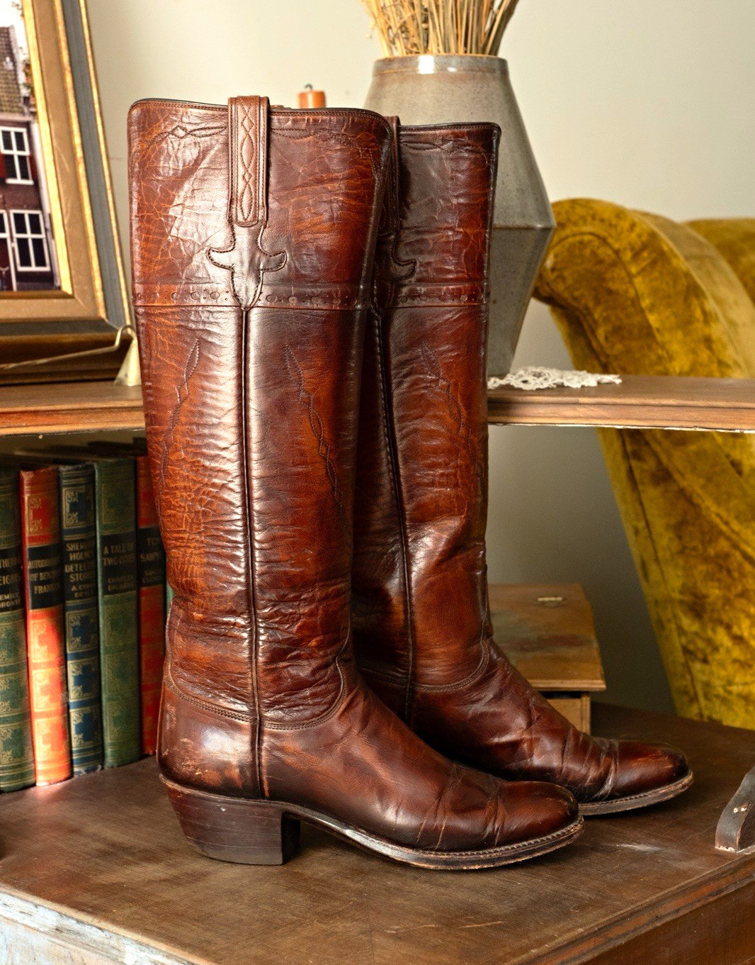 Vintage Lucchese Brown Leather Riding Boots Women’s US 6.5