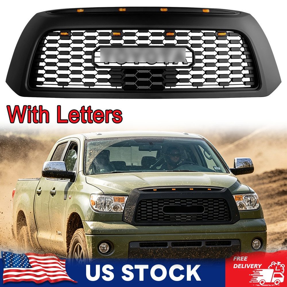 Front Grille Black Grill w/LEDs w/Sensor Cover For 2007 08 2009 Tundra TRD Style