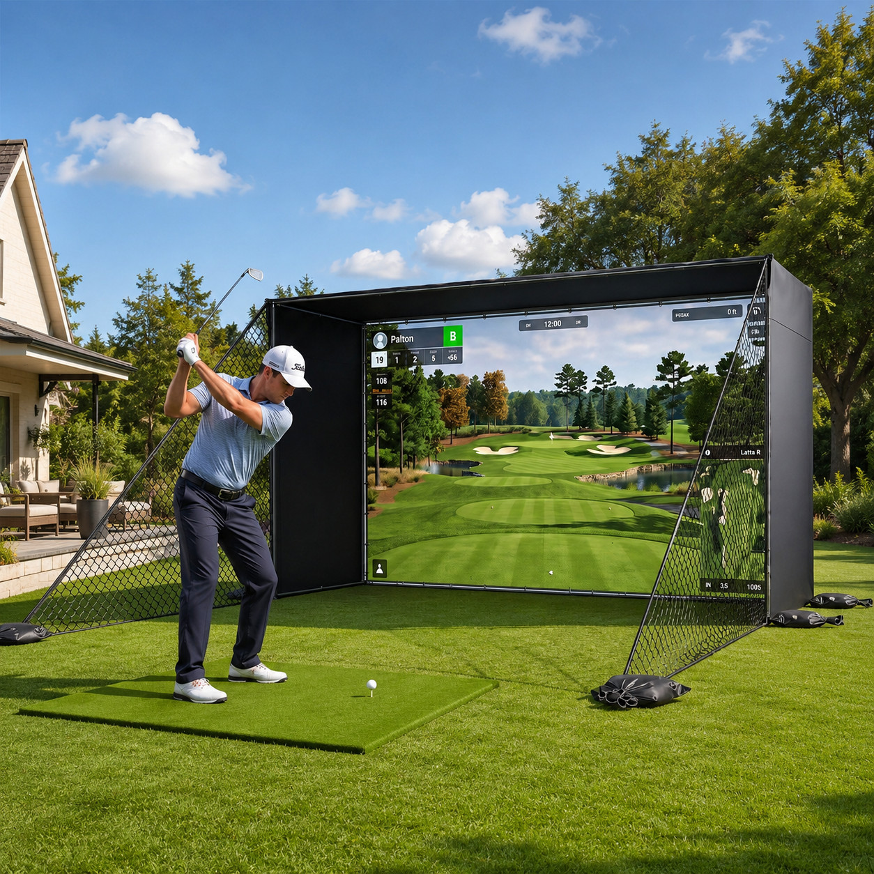 Danrelax 10x8FT Golf Simulator Enclosure Net Impact Screen Steel Frame Danrelax 10x8FT Golf Simulator Enclosure Net Impact Screen Steel Frame