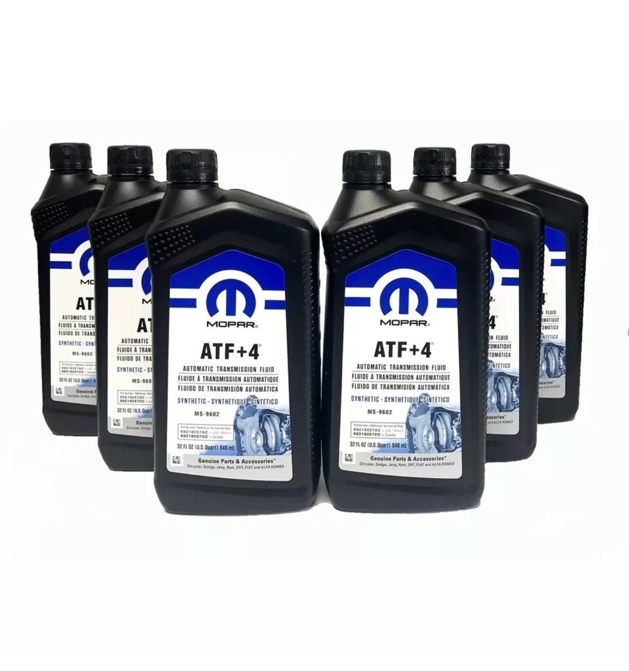 Mopar 68218057AB ATF+4 Automatic Transmission Fluid 68218057AC 1 Quart Pack of 6 Mopar 68218057AB ATF+4 Automatic Transmission Fluid 68218057AC 1 Quart Pack of 6