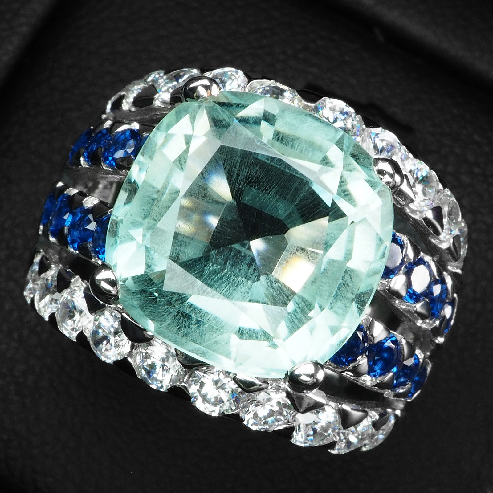 Brilliant Sky Blue Aquamarine 8.10Ct 925 Sterling Silver Handmade Rings Size 6