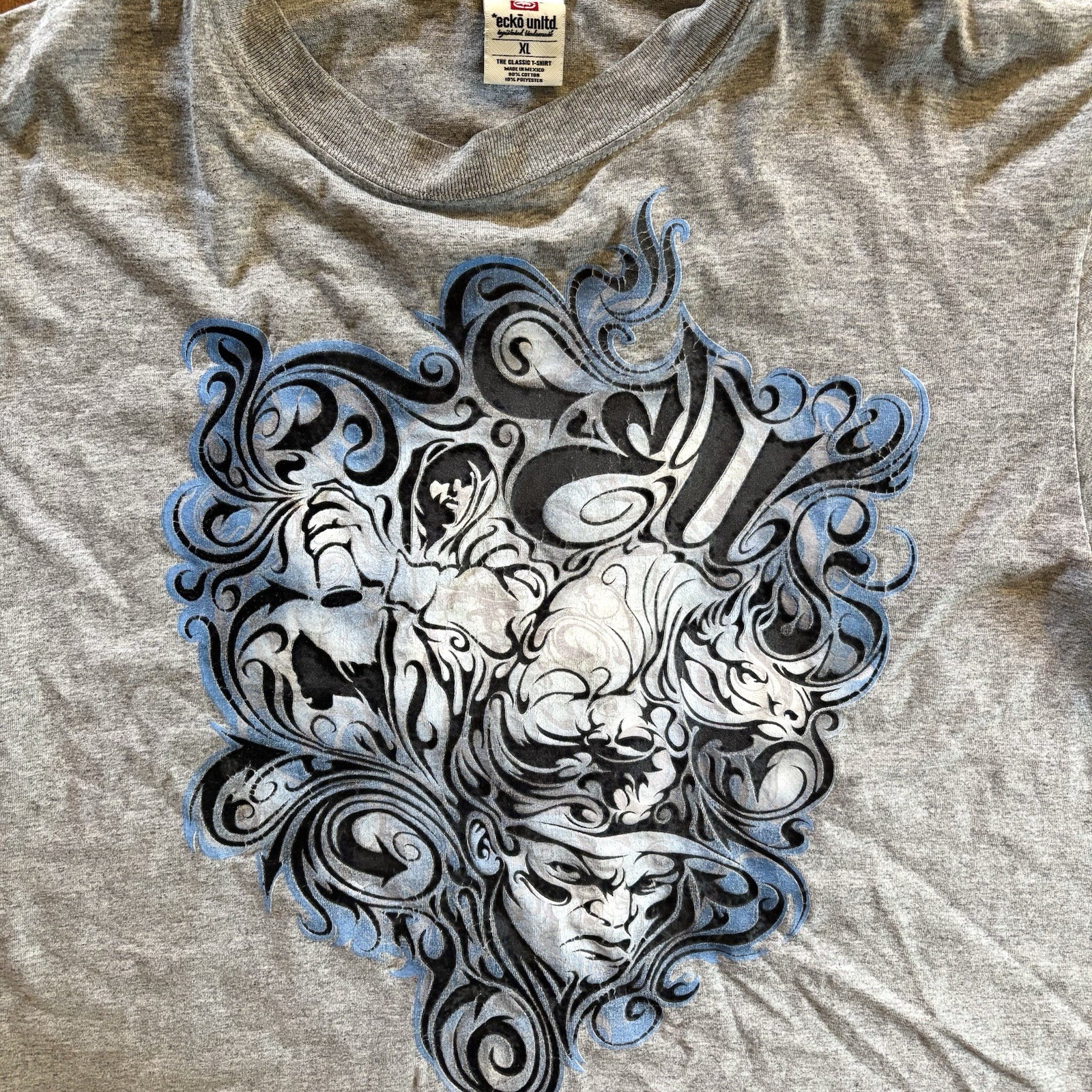 VTG Ecko Unltd Graffiti Graphic Tee Gray Size XL Y2K Skater Hip Hop Streetwear