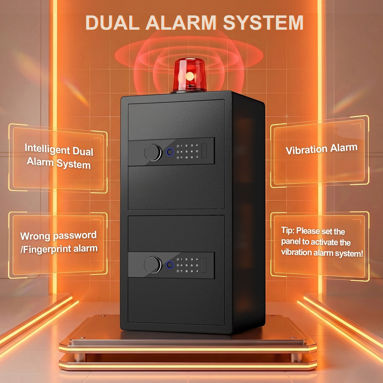 6.5 Cub Large Home Safe with Hidden Button, Dual Alarm System, Heavy Duty Steel,