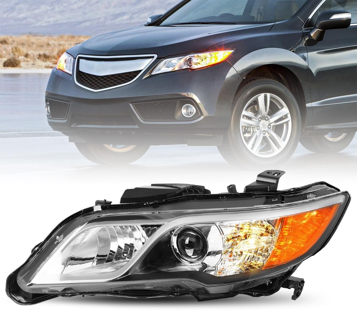 Headlight Assembly Pair for 2012 2013 2014 Acura RDX Halogen Type