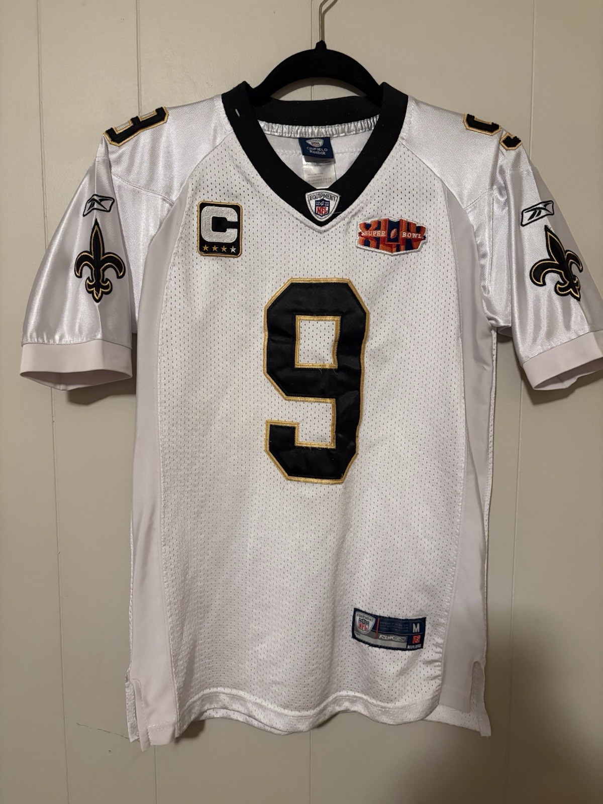 Reebok New Orleans Saints Super Bowl Jersey Boys Brees #9 NFL Football Sz L Reebok New Orleans Saints Super Bowl Jersey Boys Brees #9 NFL Football Sz L