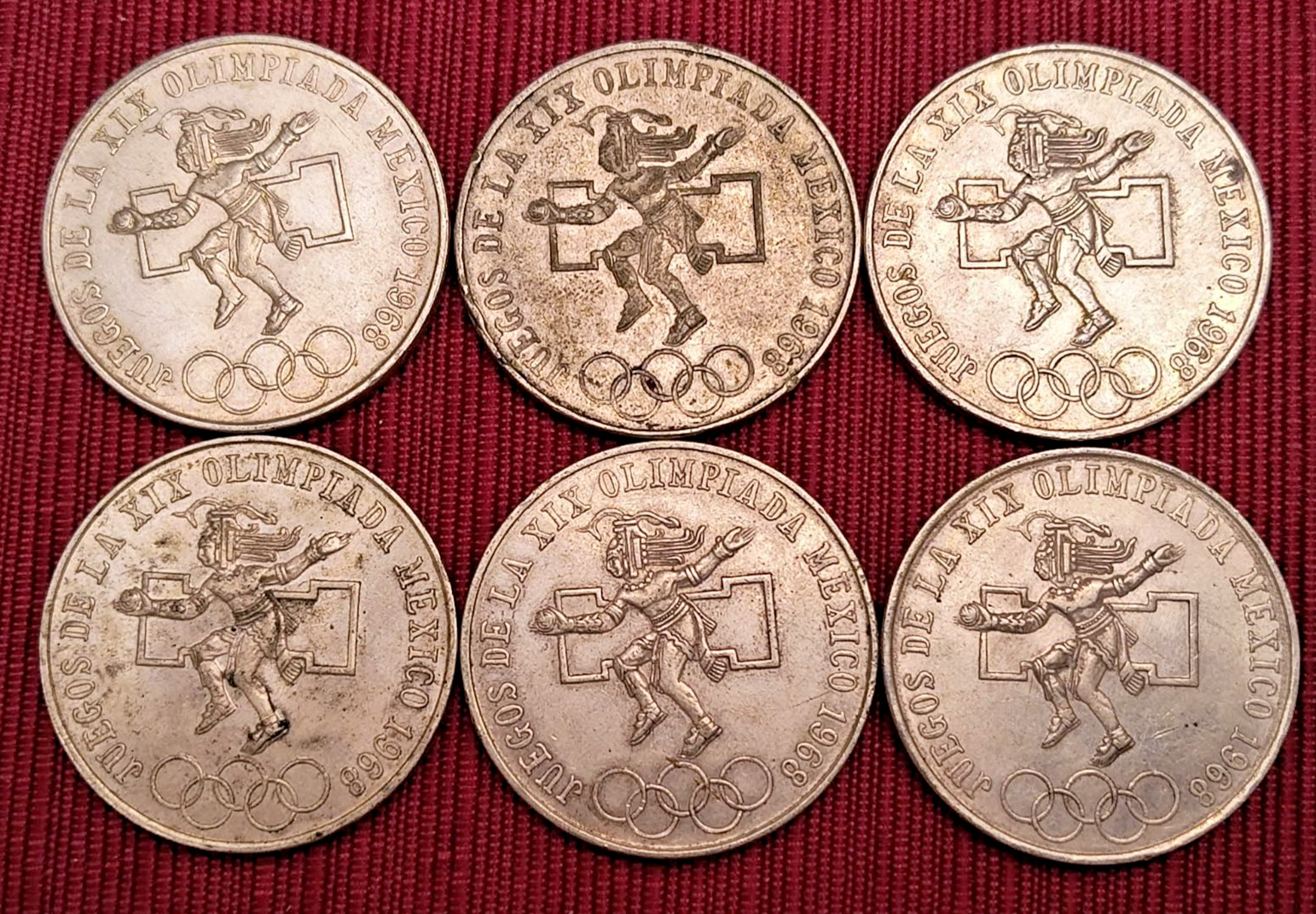 (One) 1968 Mexico 25 Pesos Silver Coin Olympic 0.720 Silver - VF-AU Lower Price