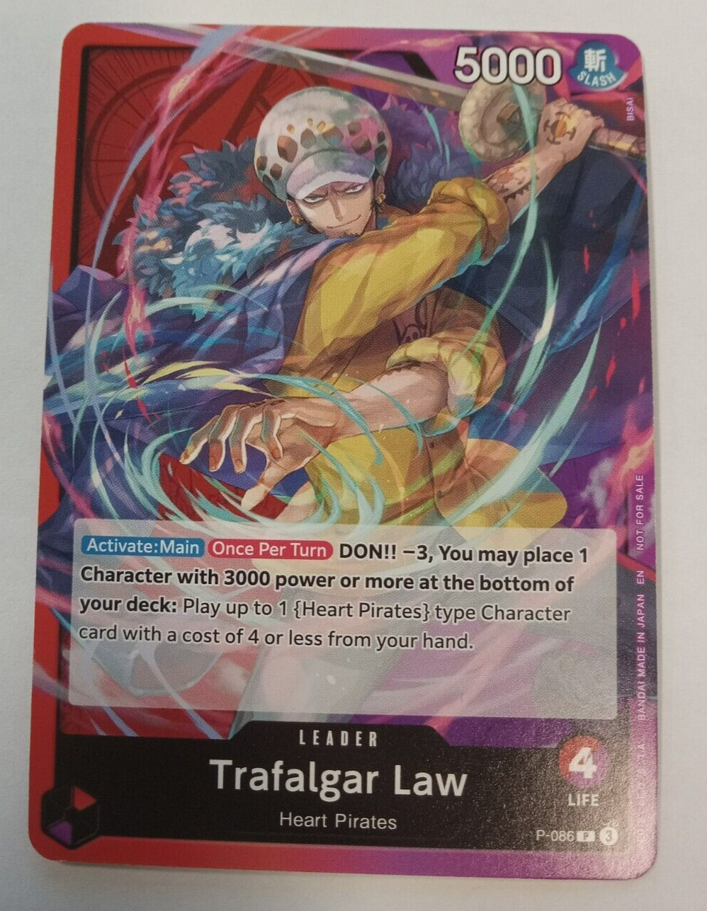 One Piece - Trafalgar Law - P-086 - OP10 Release Event Red/Purple NM