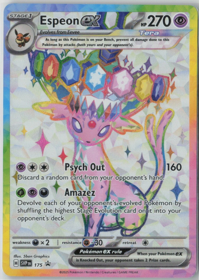 Pokémon TCG Espeon ex SV: Scarlet & Violet Promo Holo Full Art 270 HP SVP 175 EN Pokémon TCG Espeon ex SV: Scarlet & Violet Promo Holo Full Art 270 HP SVP 175 EN
