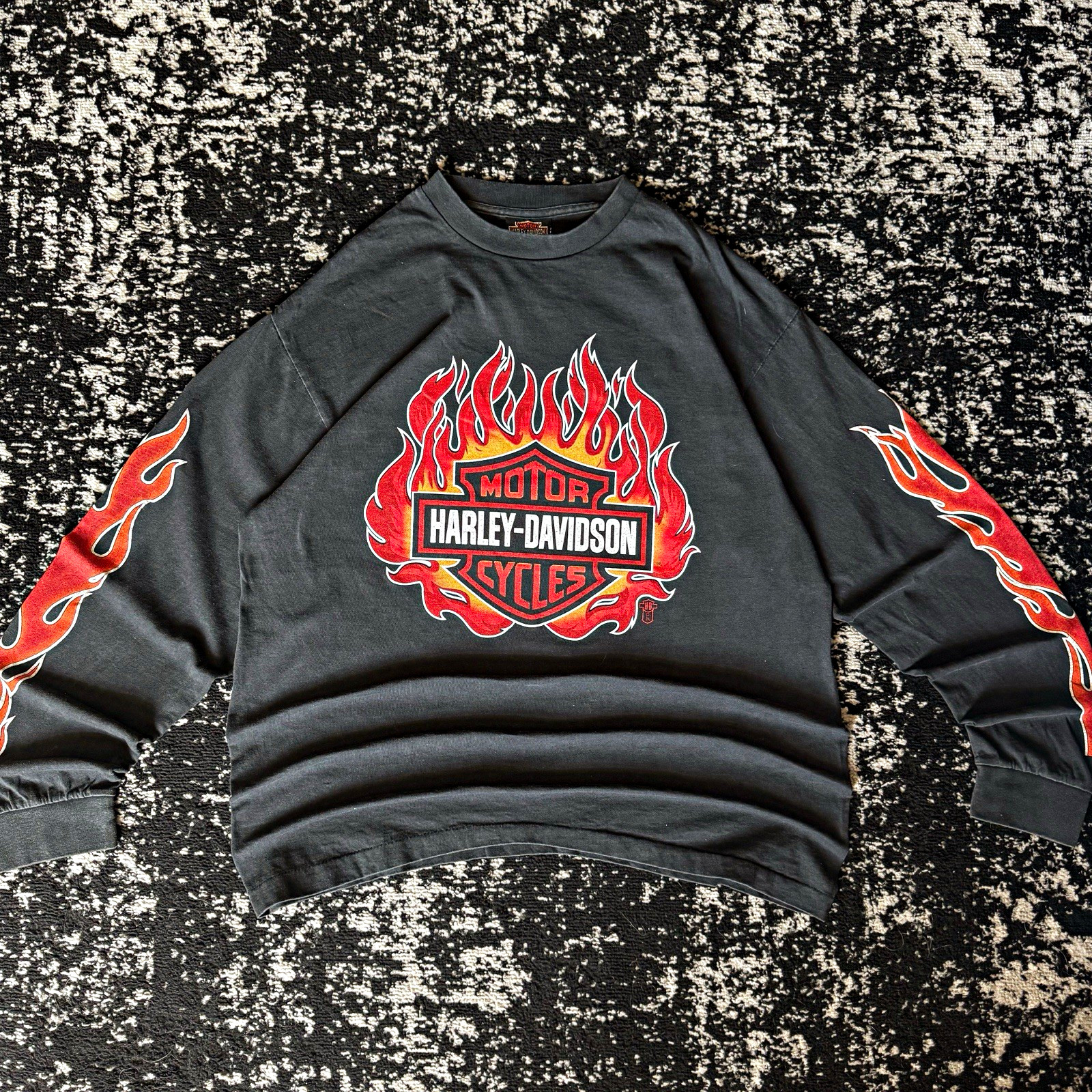 Vintage Harley Davidson Flame Shield Longsleeve REPRINT Size XL Single Stitch