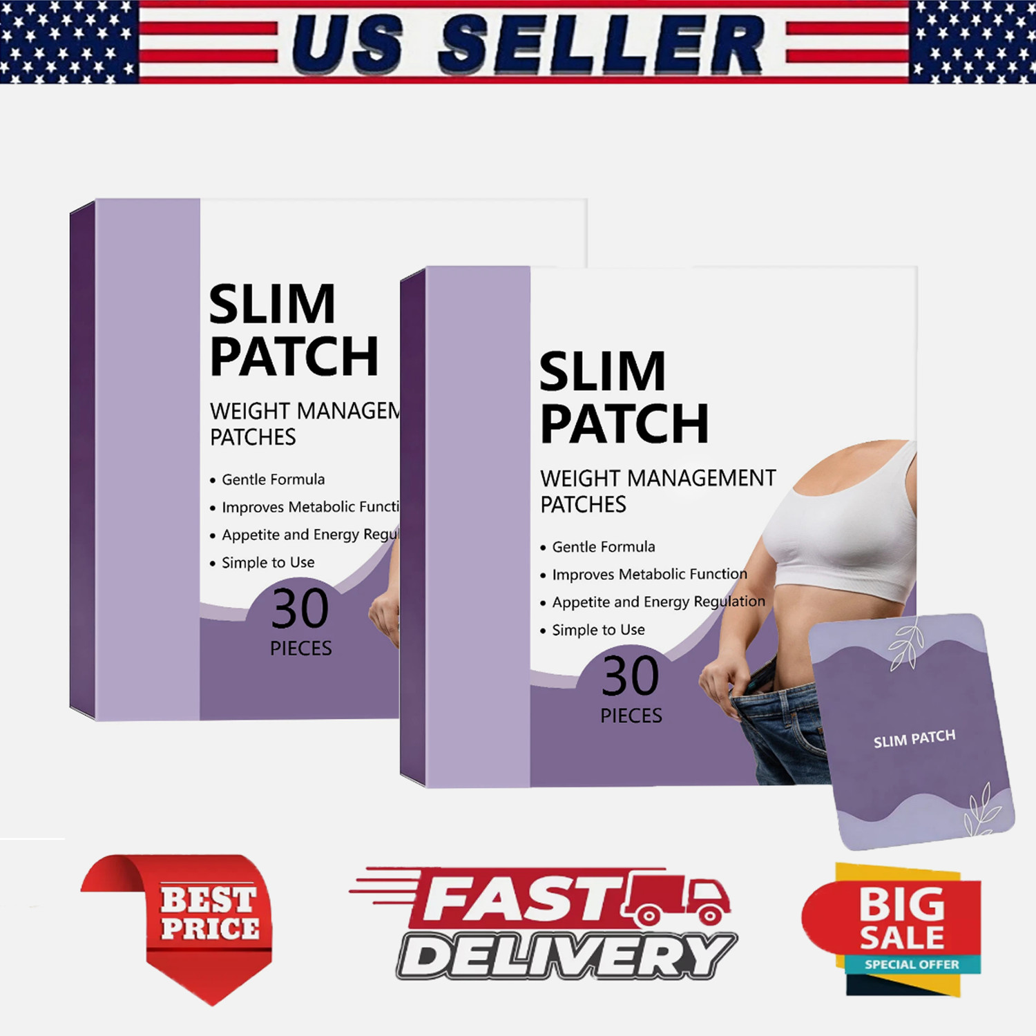 2X Akemi Natural Body Patches,Slim Patch,All Skin Types, 30-Day Supply
