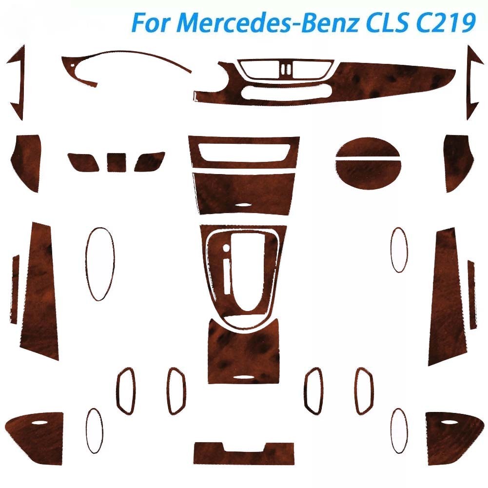 45Pcs Mercedes CLS C219 bird\'s eye brown interior and exterior trim 2004-09