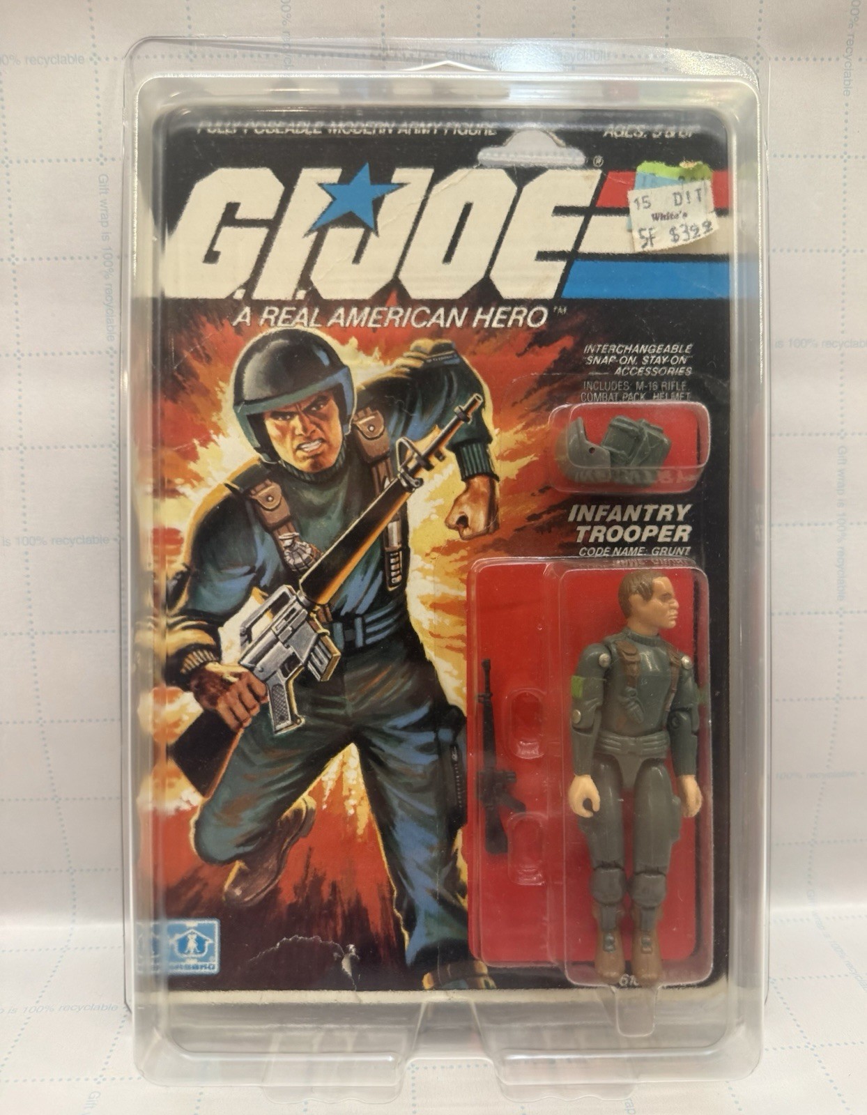 Vintage 1982 Hasbro GI Joe ARAH Infantry Trooper Grunt 9 BACK Straight Arm MOC
