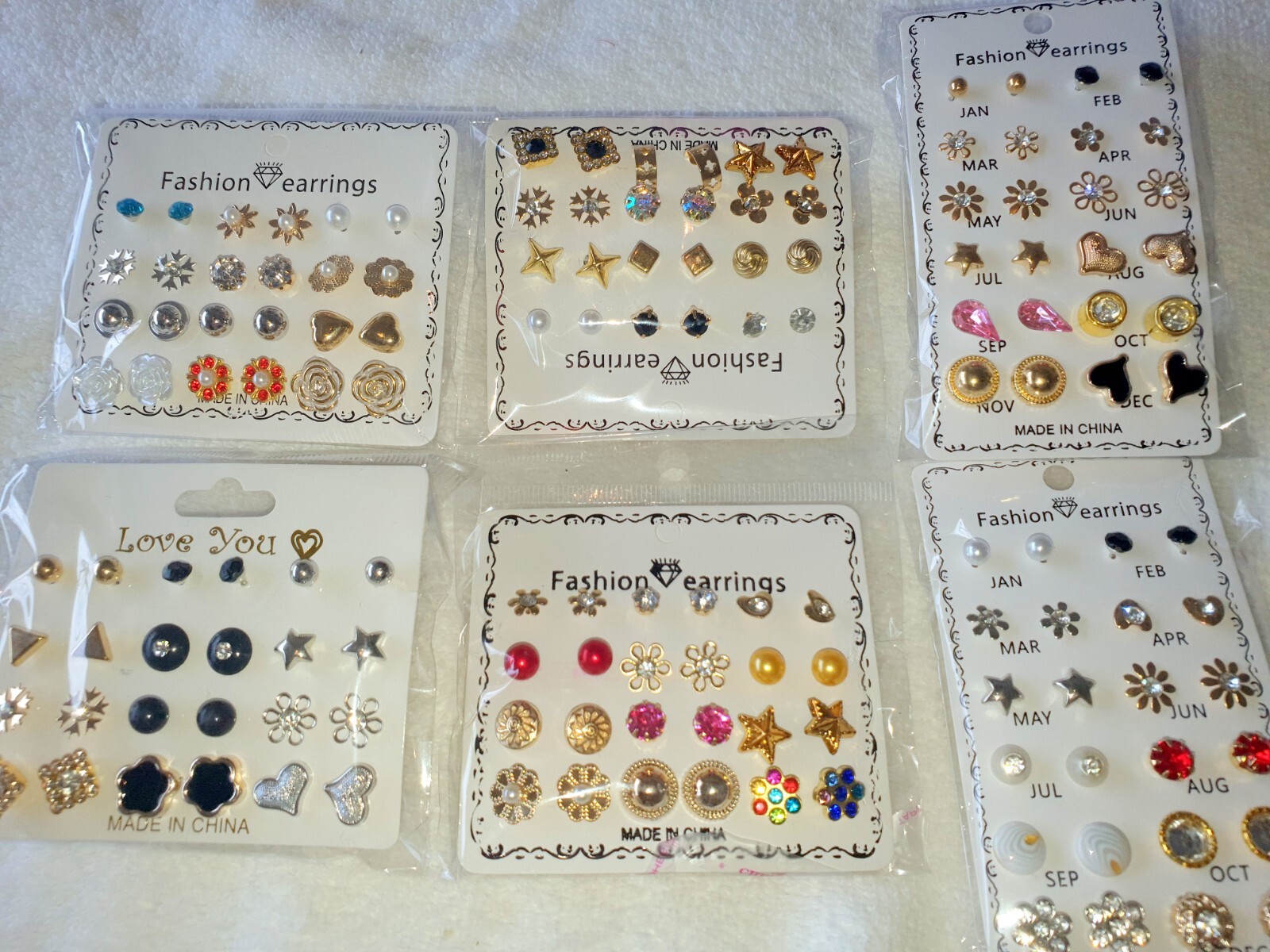 Joblot of 72 Pairs Mixed colour mixed design Diamante Earrings-NEW wholesale