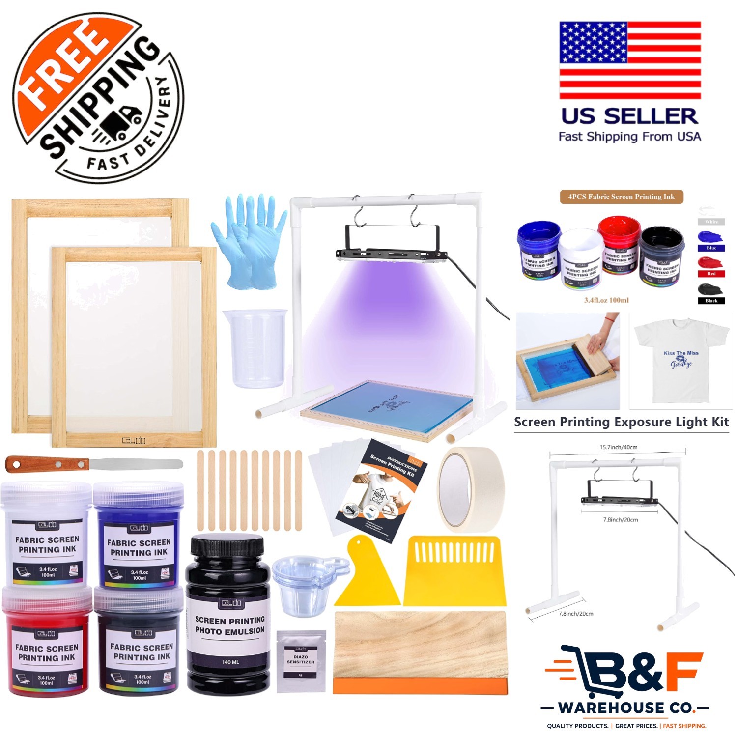 All-in-One 46-Piece DIY Screen Printing Kit with Color Inks & Instruction Manual All-in-One 46-Piece DIY Screen Printing Kit with Color Inks & Instruction Manual