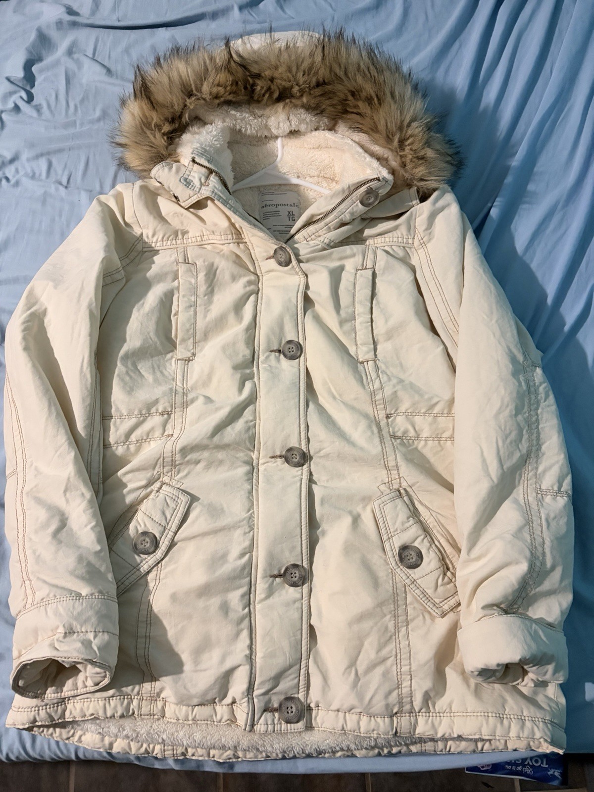 Vintage Y2K Aeropostale Fur Hooded Jacket Sherpa Lined (New with tags) Size XL
