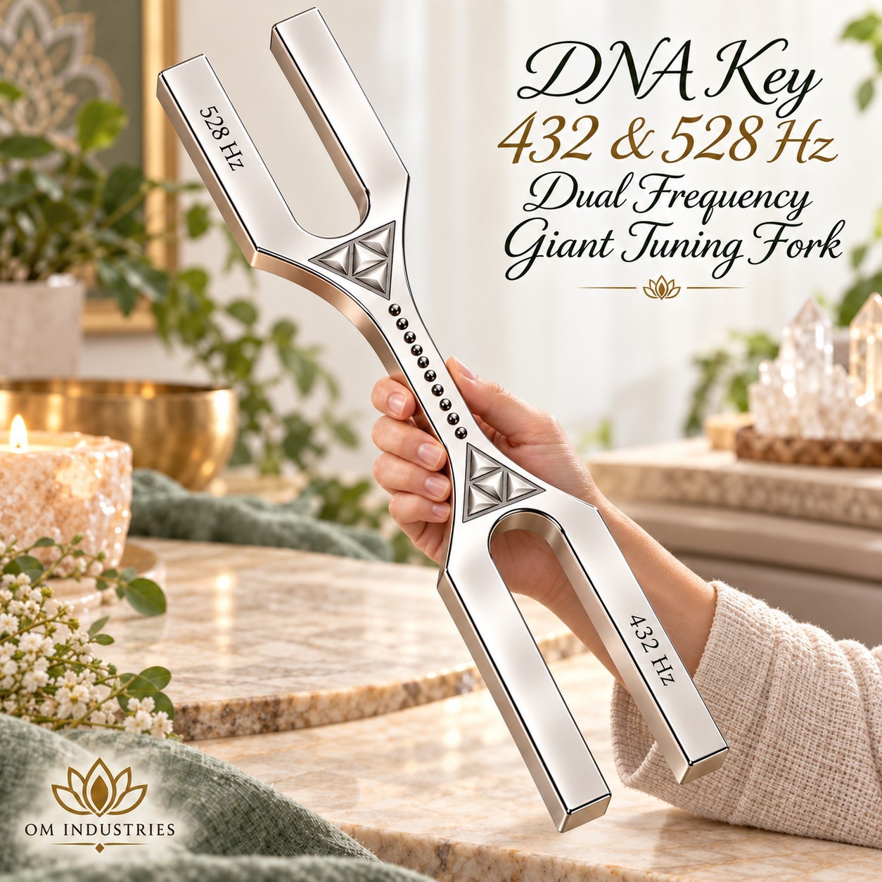 DNA Key 432 & 528 Hz Dual Frequency Giant Tuning Fork With Mallet