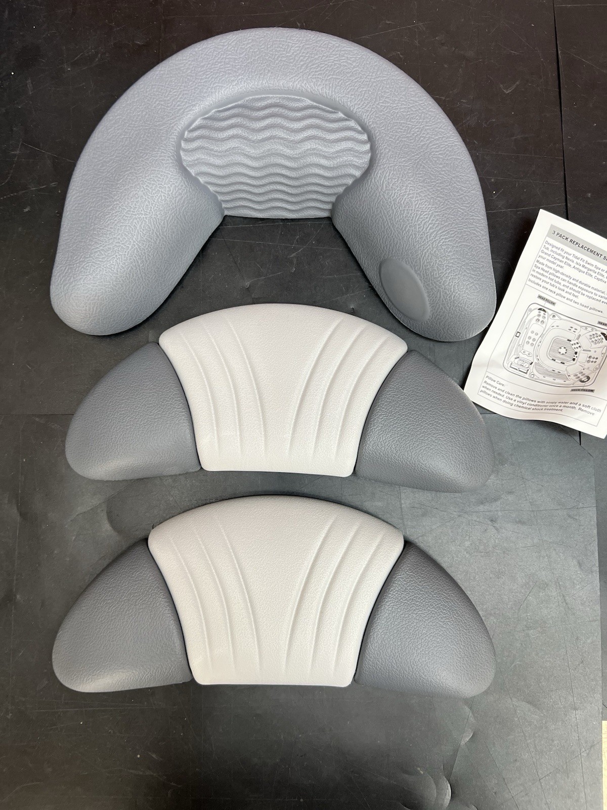 Hot Tub Headrest Pillow Set 3 Pack 26-1303-85 Artesian Island Spas Dark Grey Rep