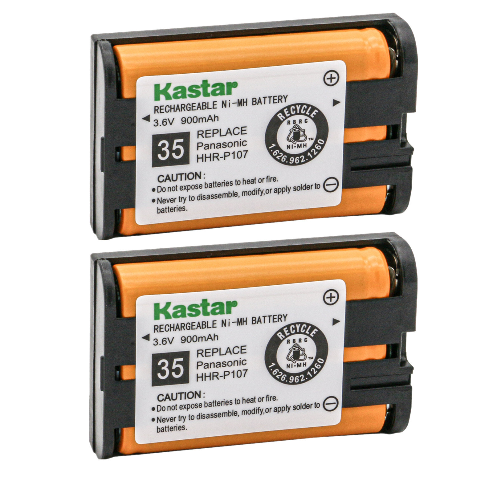 Kastar 3.6V Ni-MH Rechargeable Battery for Panasonic HHR-P107 HHR-P107A Type 35