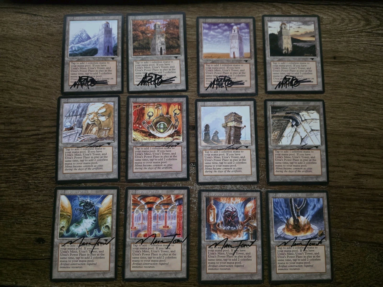 Tron lands 12 cards all Signed Poole, Tedin, Maddocks Urzas lands Magic MTG