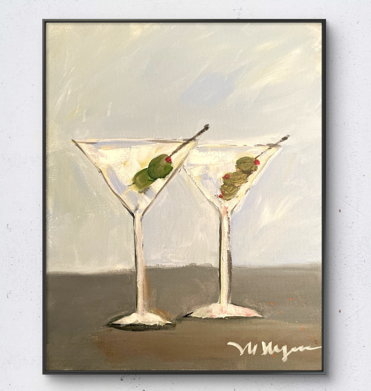 Mary Myers Original Martini Still Life Painting Modern Bar Art 11x14