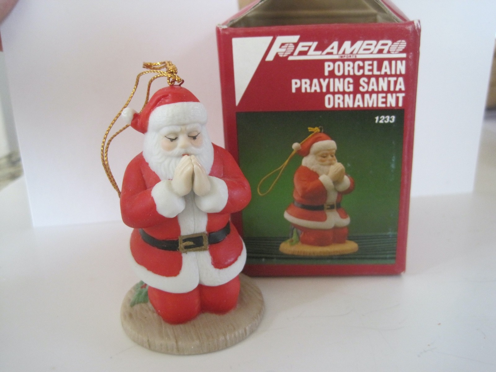 Flambro Porcelain Praying Santa Ornament 3 Flambro Porcelain Praying Santa Ornament 3