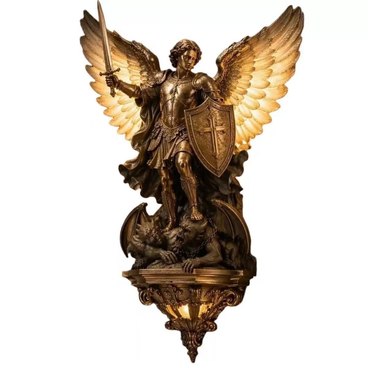 San Miguel Arcangel Statue St. Michael Archangel Religious Desktop DecorFigurine