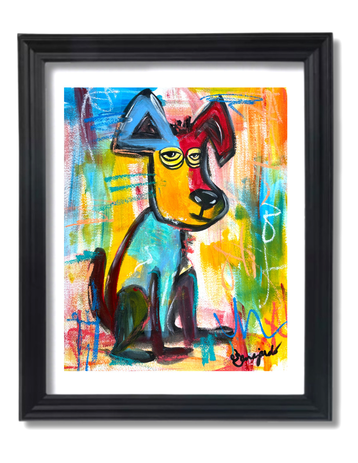 Guajardo Art Original 14x11 Neo Expressionism Abstract Dog Portrait Painting