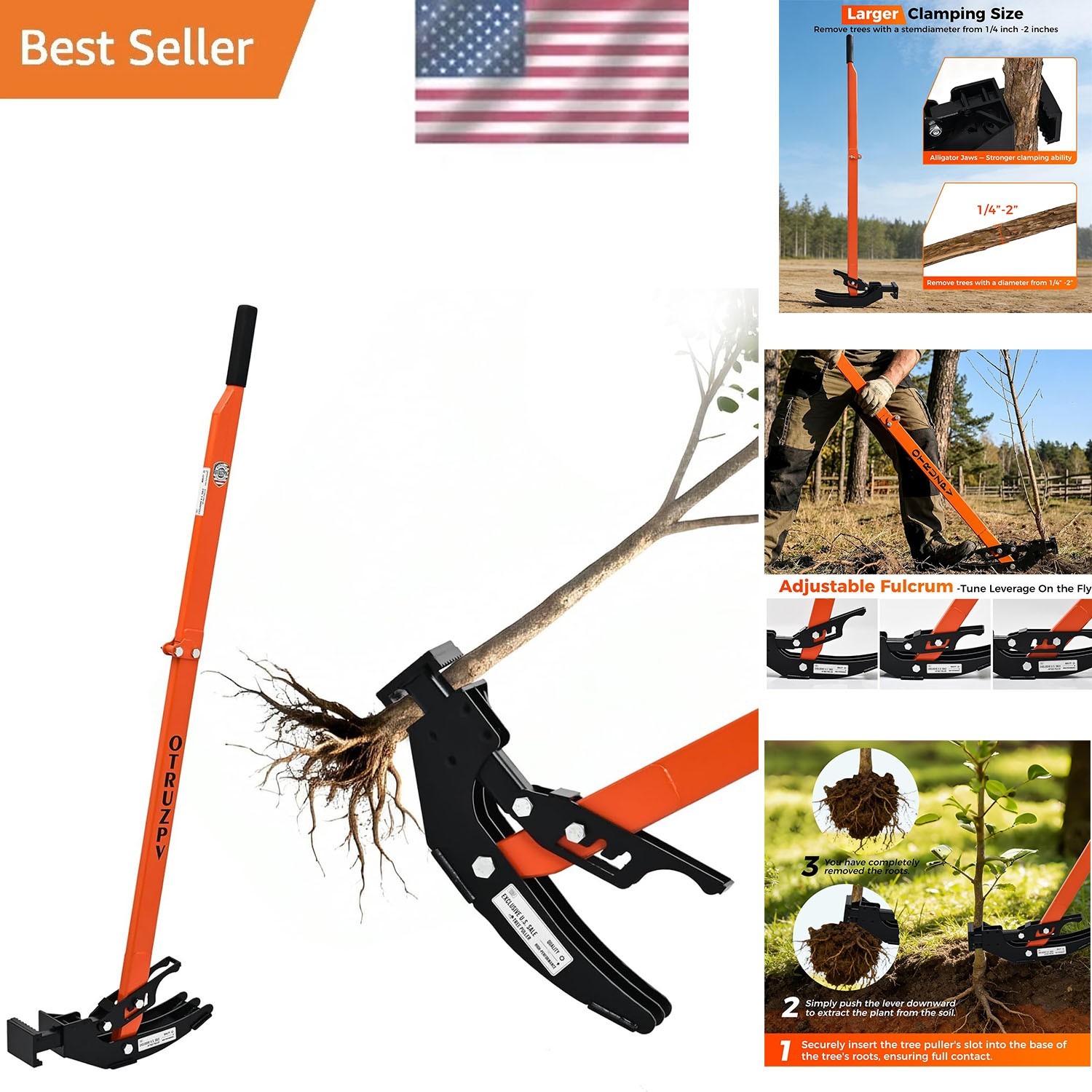 Heavy Duty Sapling Puller Tool High Leverage Tree Root Remover 1/4 Heavy Duty Sapling Puller Tool High Leverage Tree Root Remover 1/4