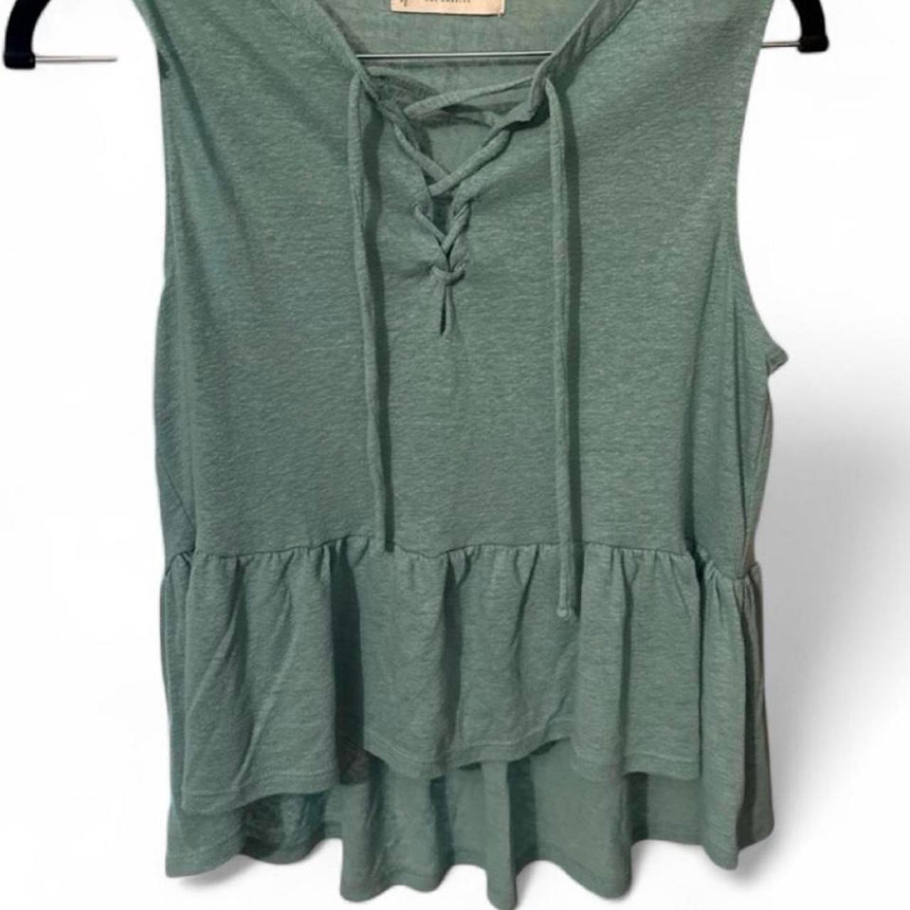 Lucky Brand teal lace-up ruffle tank.
