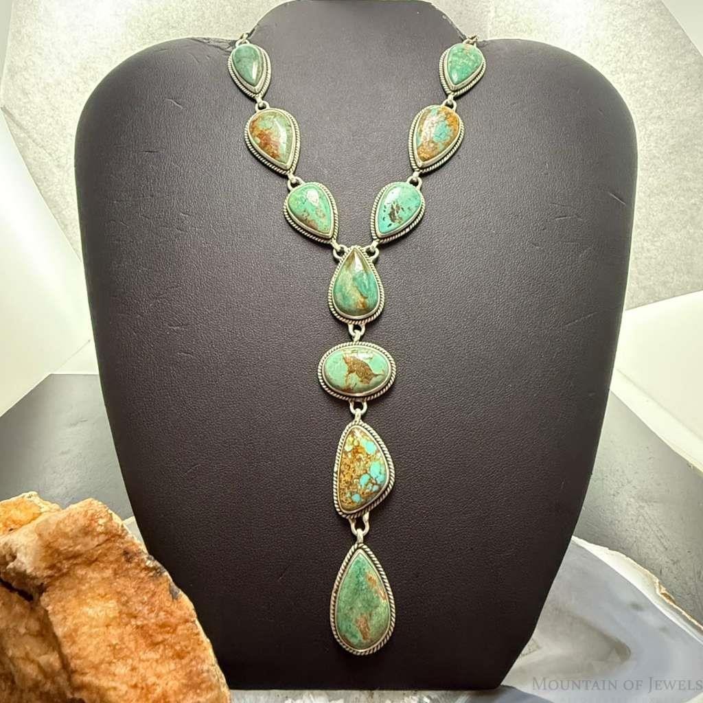 Sterling Southwestern Style Royston Turquoise Lariat 28