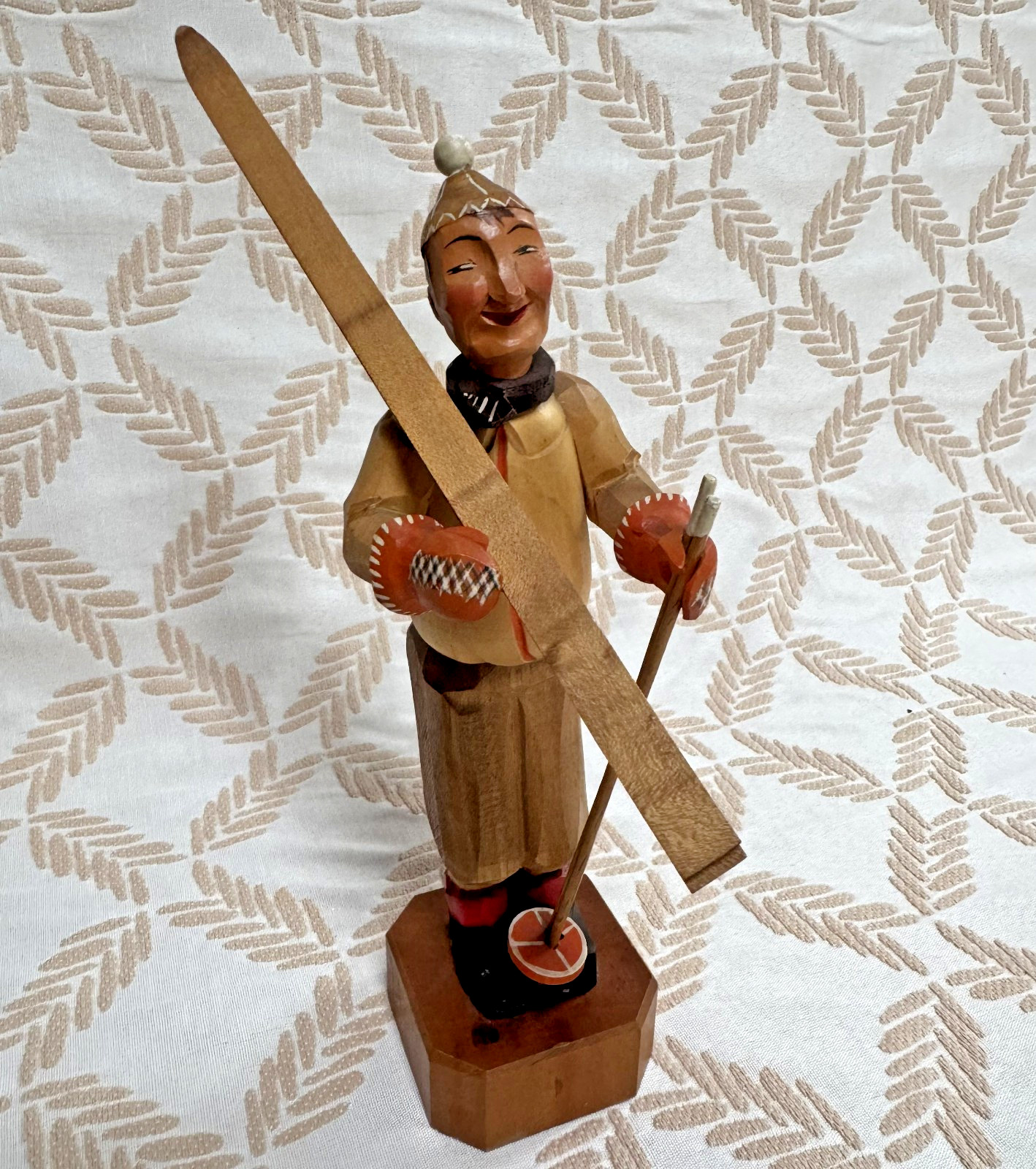 Vintage ANRI Italian Hand Carved Wood Alpine Skier 8 1/2 Vintage ANRI Italian Hand Carved Wood Alpine Skier 8 1/2