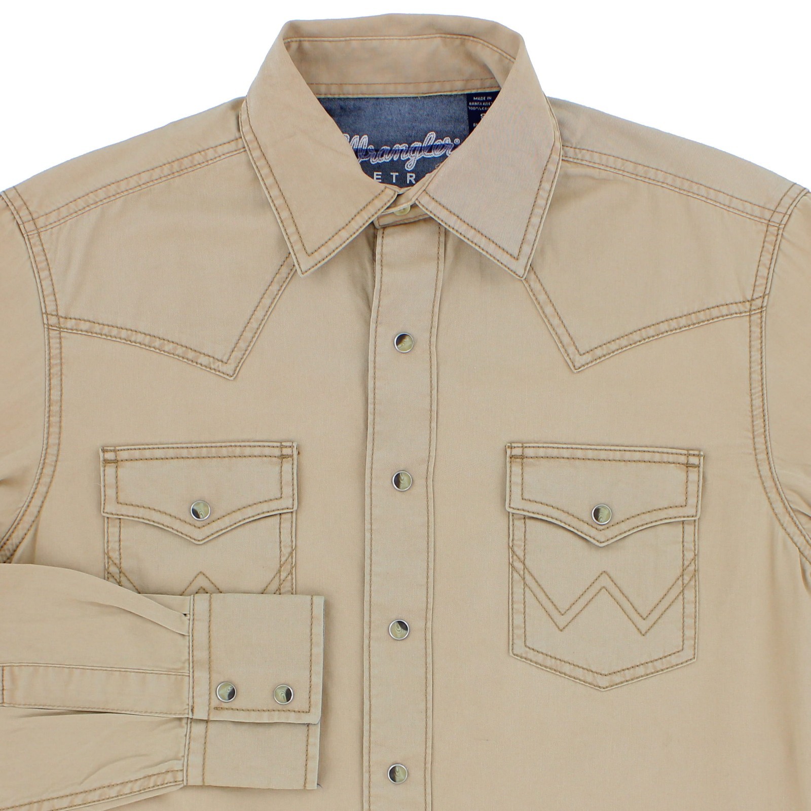 Wrangler Retro Premium Western Shirt, Men's Pearl Snap Up Collared Long Sleeve