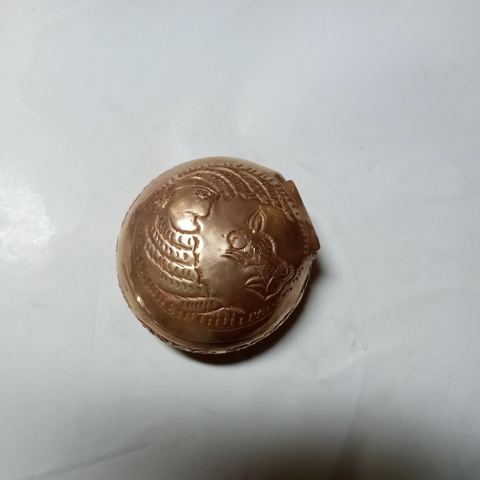 Antique Mini Brass Pill Box Snuff Box Trinket Container Lidded Pocket Vanity \