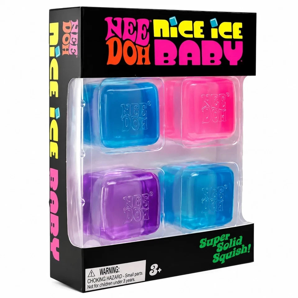 NeeDoh Nice Ice Baby 4-Pack Mini Cubes | Authentic Squishy Fidget Toy