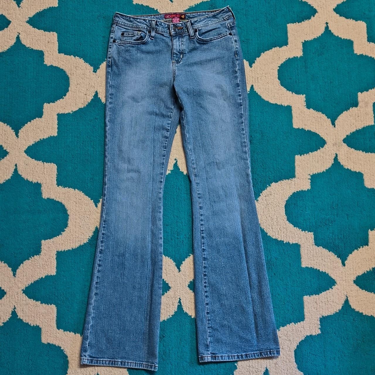 Vintage Y2K 2006 Womens SO Low Rise Bootcut 7 Tall Light Mid Wash Stretch Denim