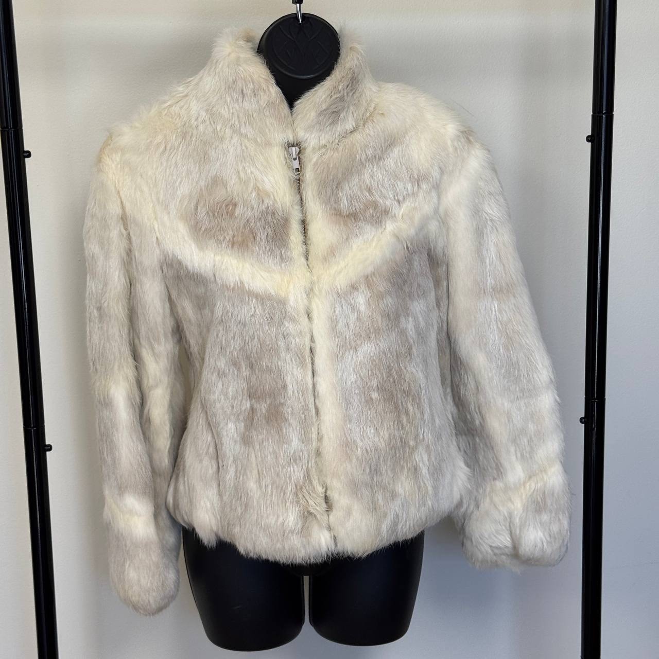 Vintage Jacques Saint Laurent Natural Korea White Rabbit Fur Coat size S