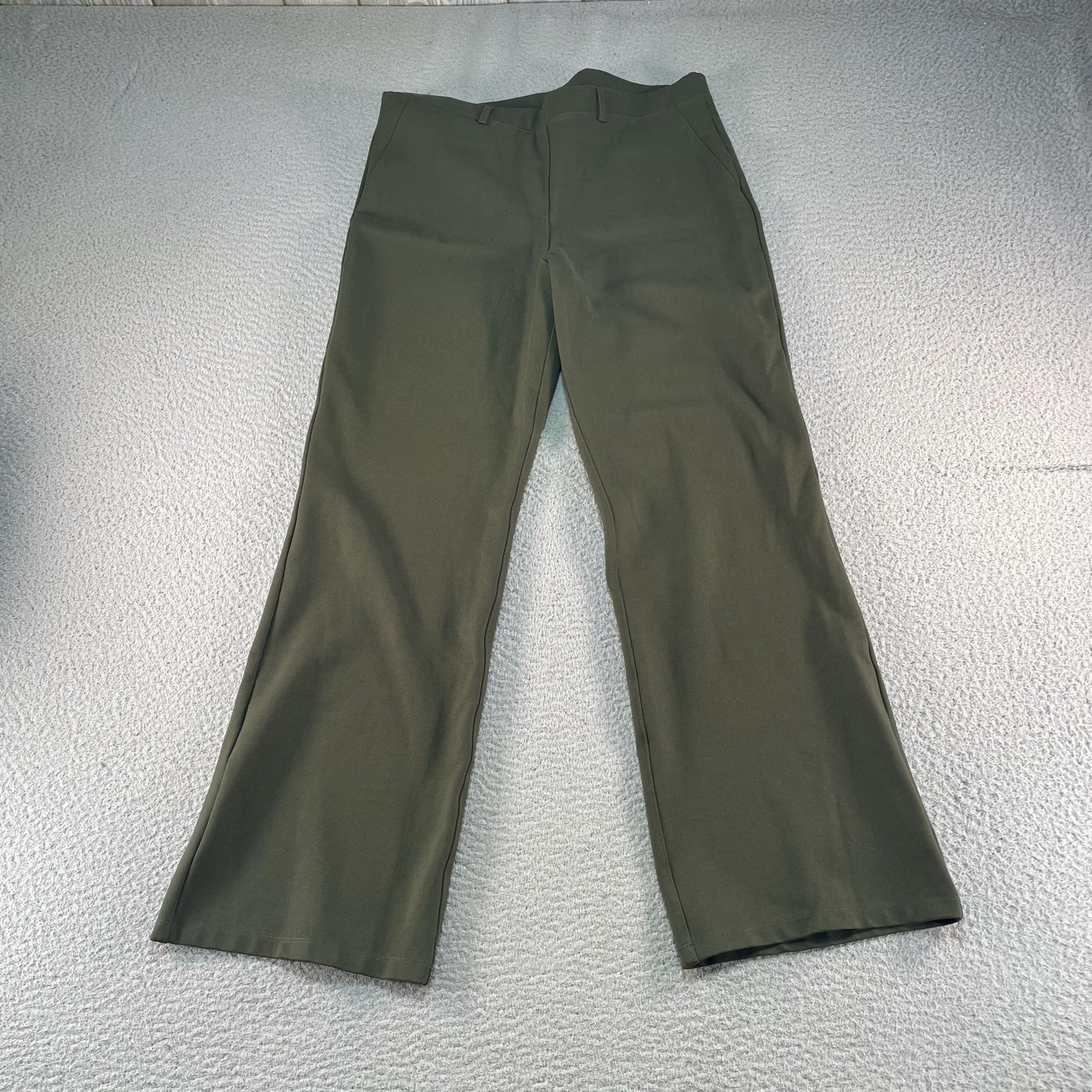 Quince Dress Pants Womens XL Green Wide Leg Pull On Stretch Office Work Career