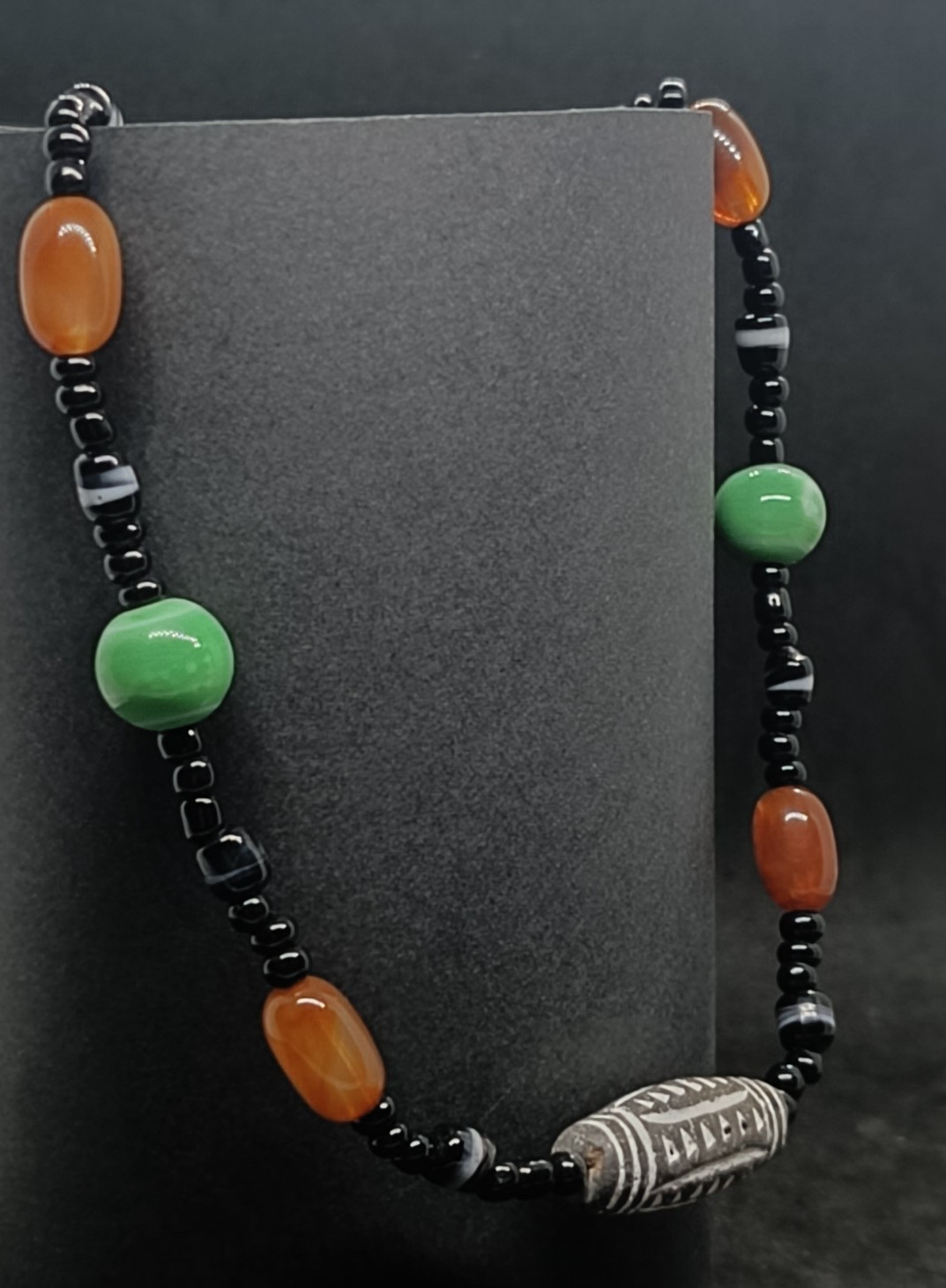 Vintage Ethnic Tribal Style Necklace Resin Beads France 1970s #080