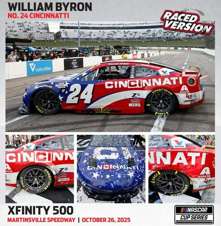 WILLIAM BYRON 2025 MARTINSVILLE WIN RACED VERSION CINCINNATI 1/24 ARC DIECAST