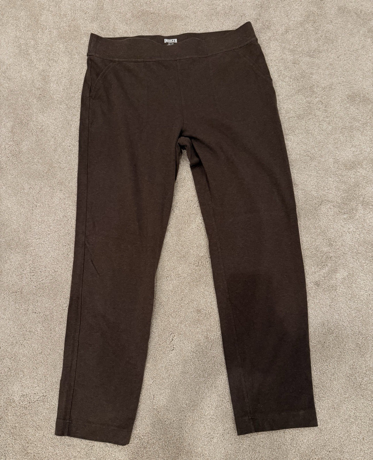 Duluth Trading NoGA Naturale Pants Womens XL x 31 Brown Cotton Knit Pull On