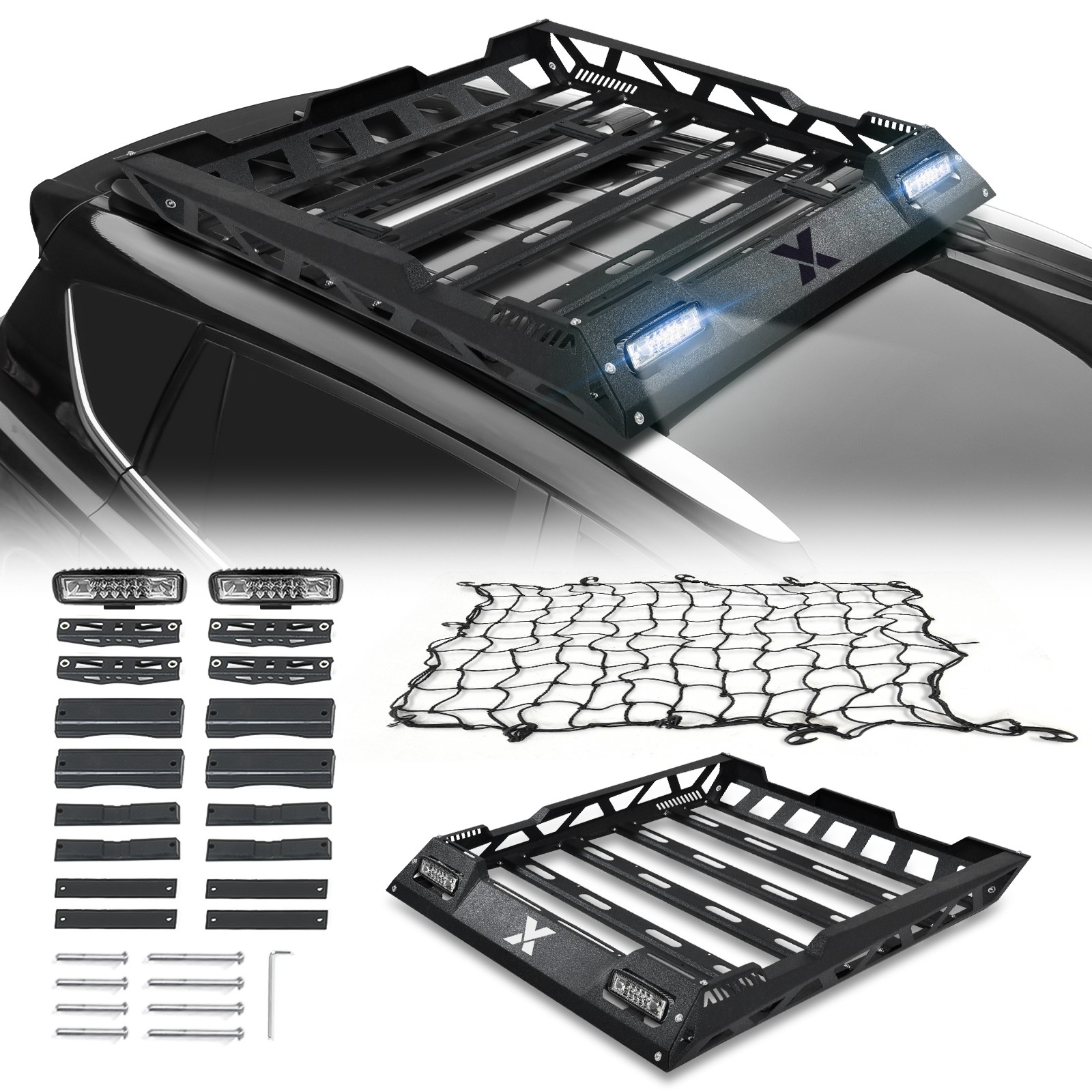 Universal Roof Rack Cargo Basket Holder 150lbs Capacity 55